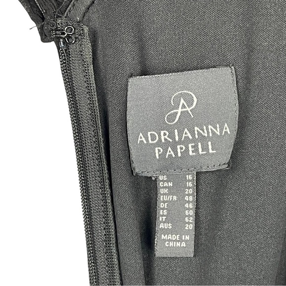 ADRIANNA PAPELL RUFFLE ONE SHOULDER BLOUSON WIDE LEG BLACK JERSEY JUMPSUIT - Picture 14 of 16